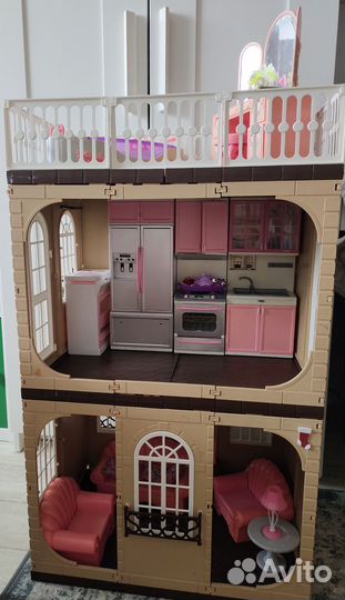 Домик кукольный для Барби с мебелью и утварью