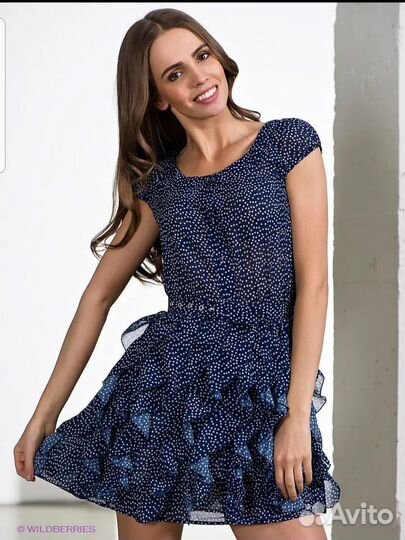 Платье женское летнее шифоновое в горох р-р 44