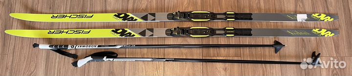 Лыжи и крепления Fischer палки Nordway