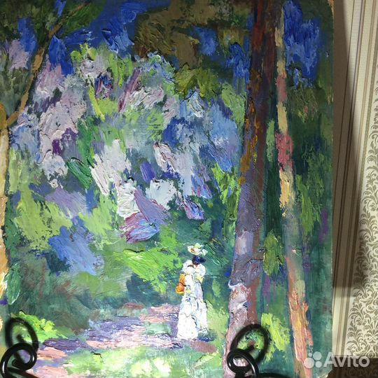 Картина винтаж пейзаж Слива цветёт, Соломатин И.В