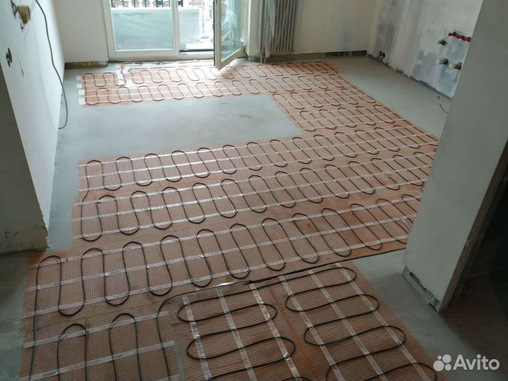 Установка электрического тёплого пола. Отопление