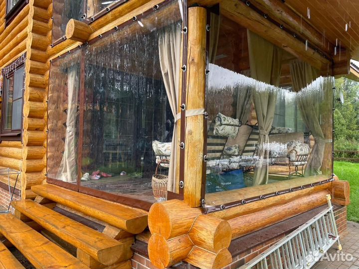 Мягкие окна из пленки на беседку