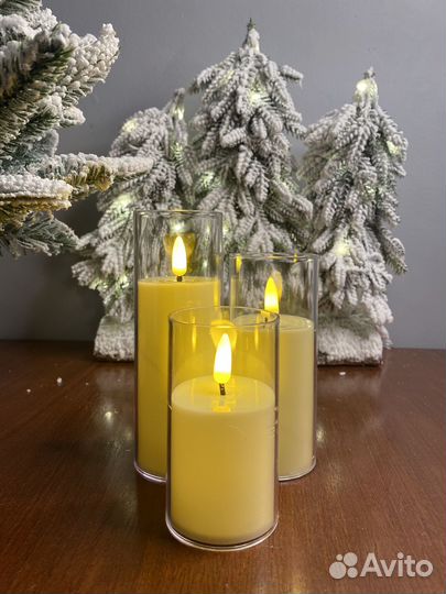 Диодные свечи на батарейках комплект 3штуки