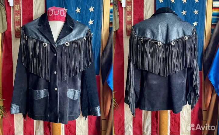 1980s' Vintage Schott NYC Western Fringe Black 40U
