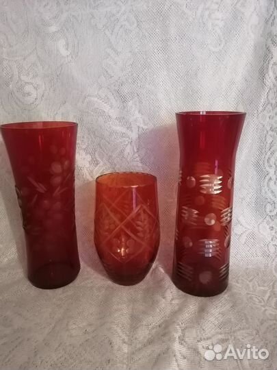 Вазы цветной хрусталь, стекло СССР (цена за все )