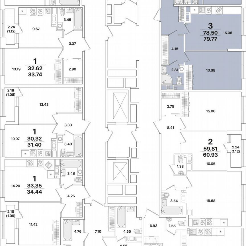 3-к. квартира, 79,8 м², 11/12 эт.