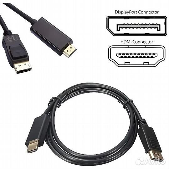 Кабель-переходник DisplayPort -) hdmi 1.8 метра