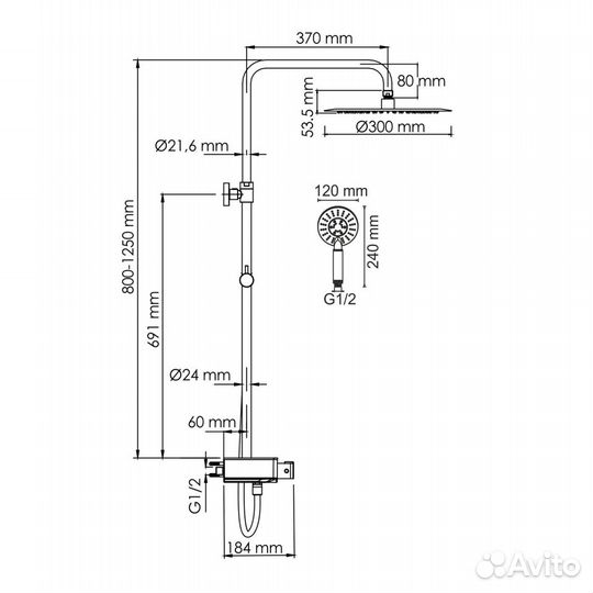 Душевая система Wasserkraft A113.116.058.CH Therm