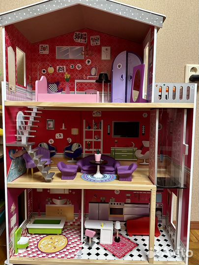 Домик кукольный 3 этажа (дерево)