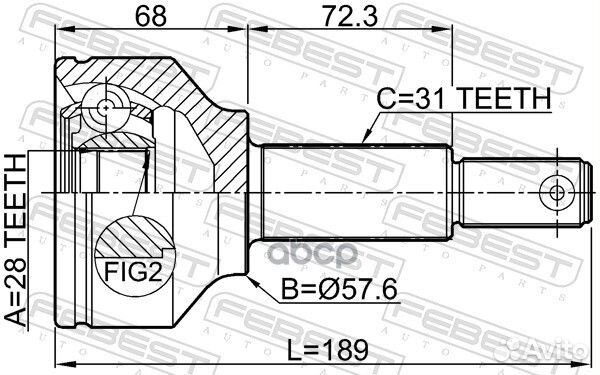 ШРУС наружный 28X57.6X31 ford transit 14- 2110T