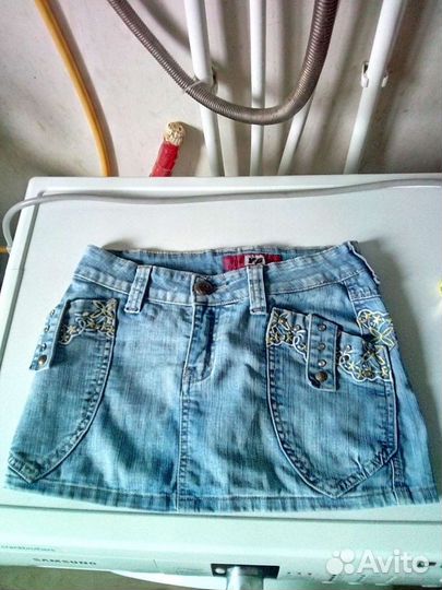 Джинсовая мини юбка