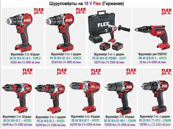 Аккумуляторный инструмент Flex 18 V c новинками