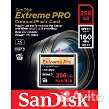 Карта памяти Sandisk CF 256Gb extreme PRO4K160 м/s