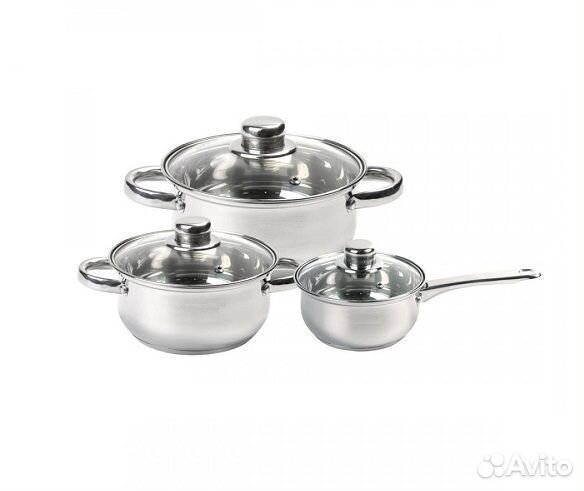 Набор кастрюль из нержавейки (1,6л, 2,2л, 4,2л)