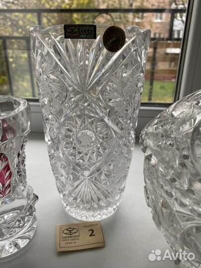 Вазы хрусталь Чехословакия 1970е Ручная работа