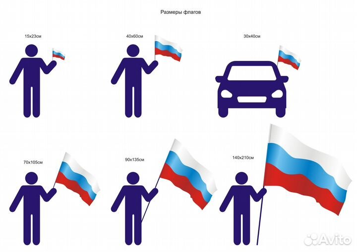 Флажок на палочке Андреевский 15х23 см