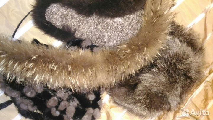 Шарф из норки, шапки с мехом, опушка енота пакетом