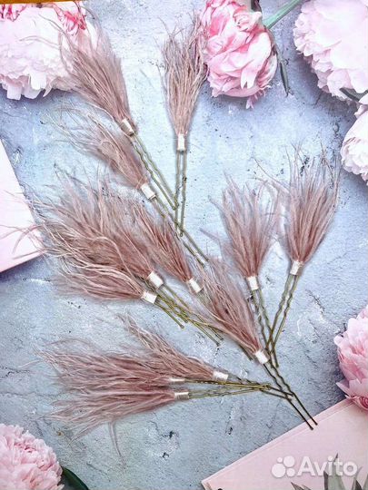 Шпилька с перьями, набор из 5 штук