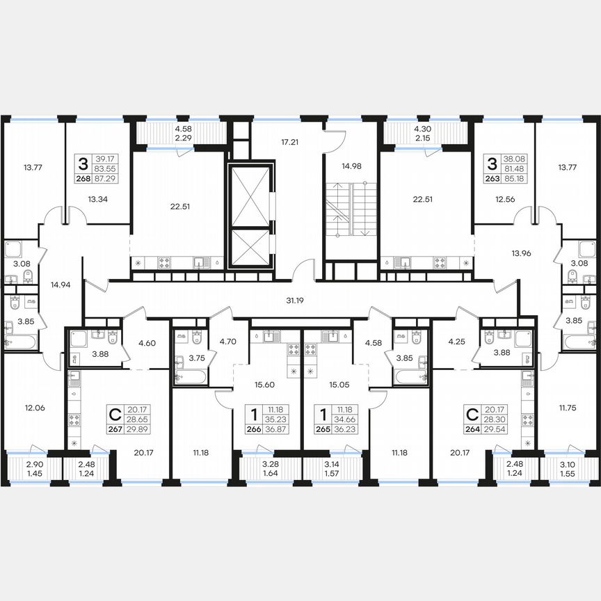3-к. квартира, 85,2 м², 6/15 эт.