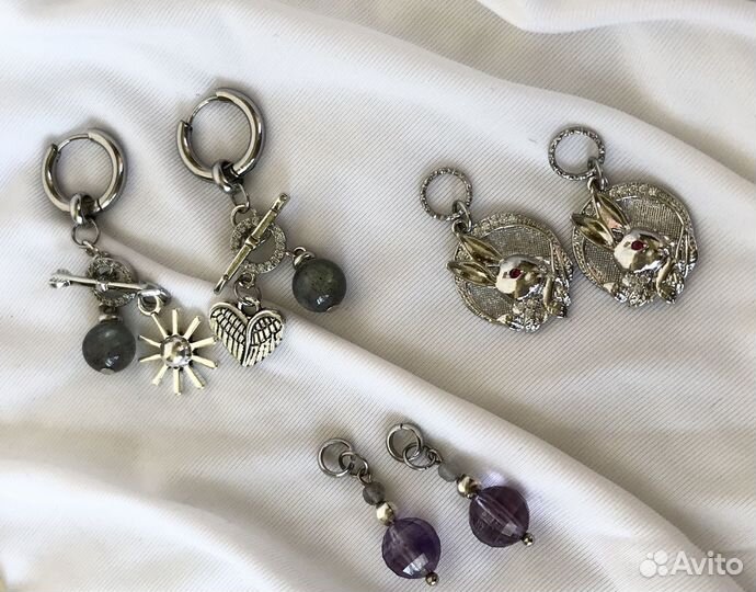 Серьги трансформеры с натуральными камнями