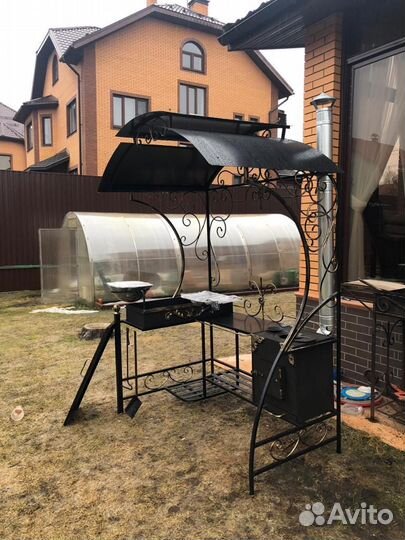 Кованый мангал с печкой