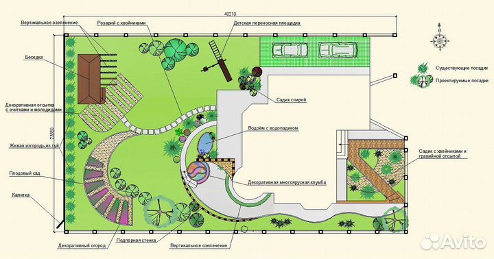 Ландшафтный проект 12 соток дачного участка \ Прое