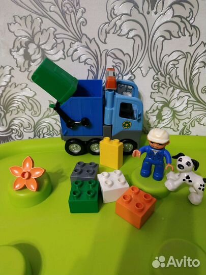 Lego duplo, почта, мусоровоз, фронтальный погрузчк