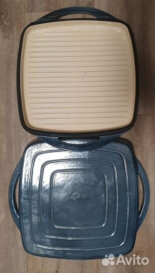 Konig Жаровна квадратная+крышка гриль синяя