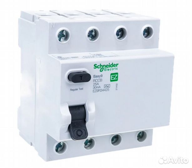 Выключатель дифференциального тока (узо) 4п 25А 30мА тип AC easy9 SchE EZ9R34425