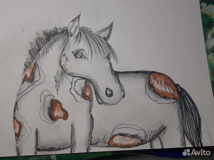 Рисунок фломастерами и карандашами