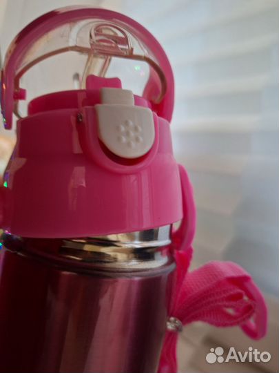 Термос детский с трубочкой и ремешком 500мл