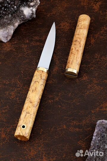 Нож Дамский Elmax карельская береза янтарная дерев