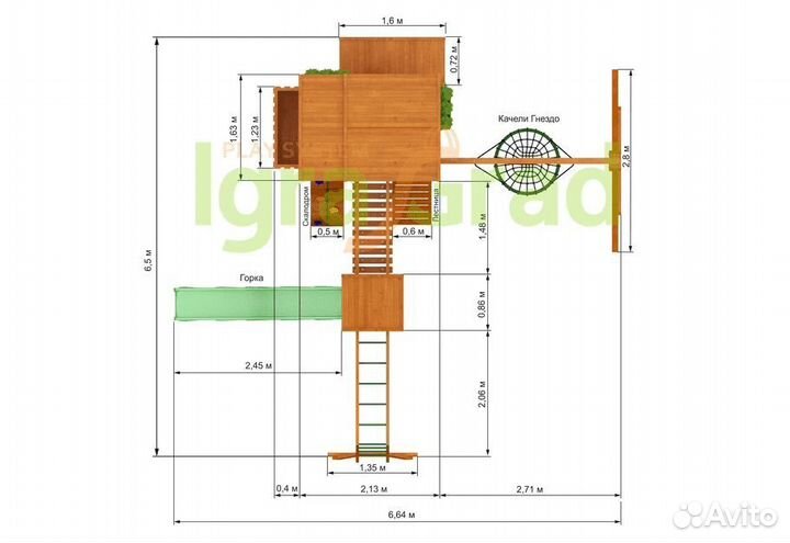 Игровая площадка уличная Клубный домик Макси
