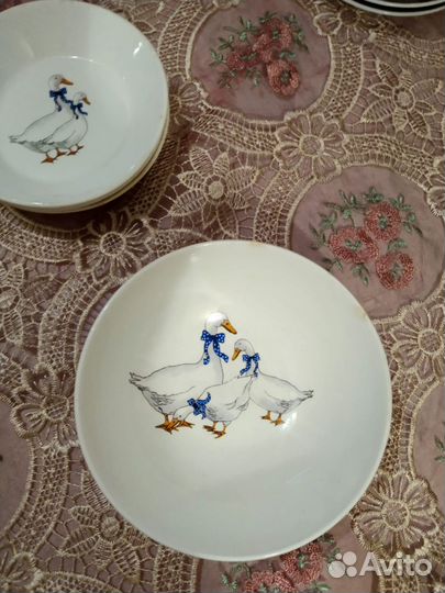 Добрушский фарфор гуси блюдца, салатник