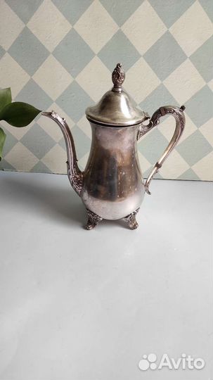Кофейник старинный серебрение