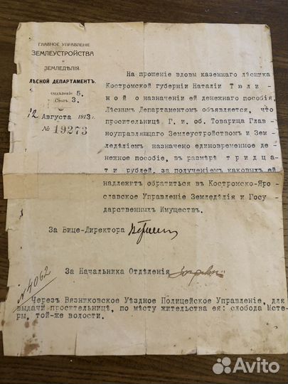 Старый документ. 1913 года