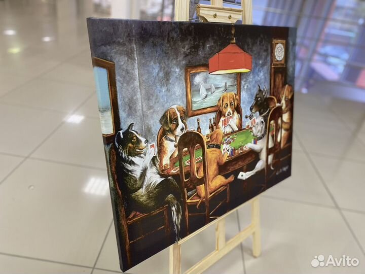 Картина на холсте «Собаки играющие в покер»