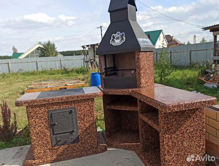 Печь барбекю, печь под казан, стол в наличии