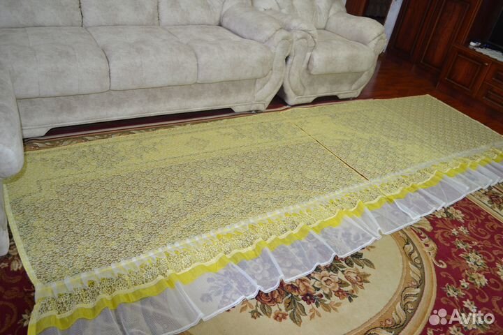 Шторы жёлтые из гипюра 2м 64см х 1м 91см