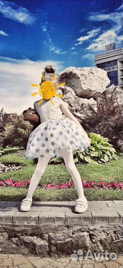 Новогодний костюм снежинки/ платье для девочки 110