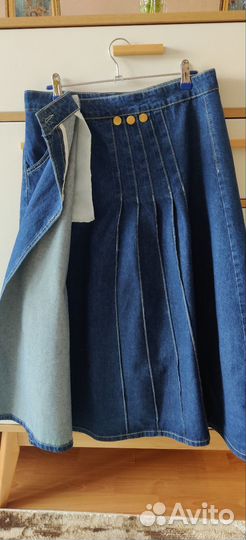 Джинсовая юбка миди