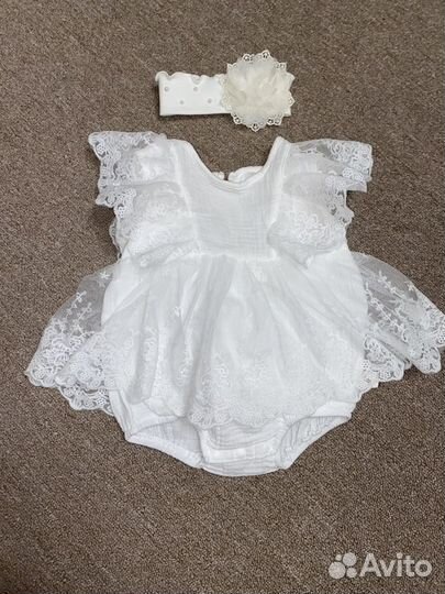 Муслиновое платье-боди для малышки 62-68