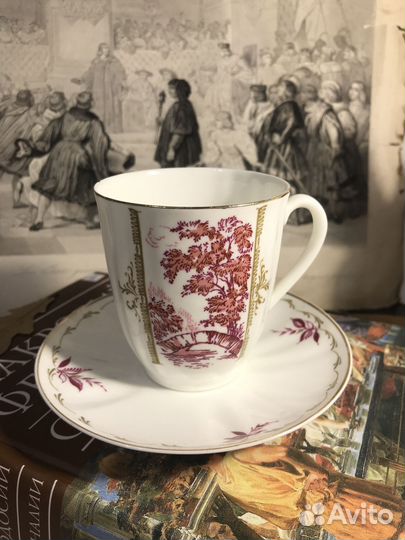 Лфз, Чашка с блюдцем, чайная пара, красное клейм