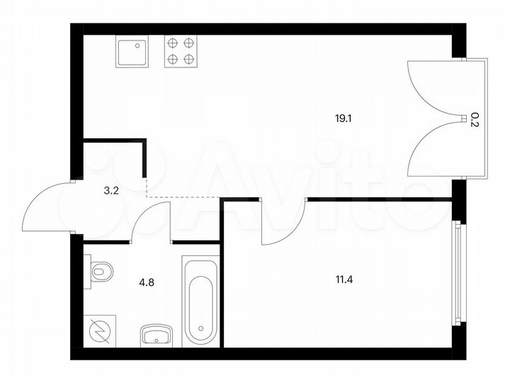 1-к. квартира, 38,7 м², 2/32 эт.