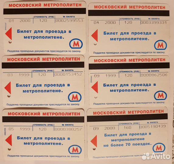 Билет для проезда в метрополитене 1995-2000 гг