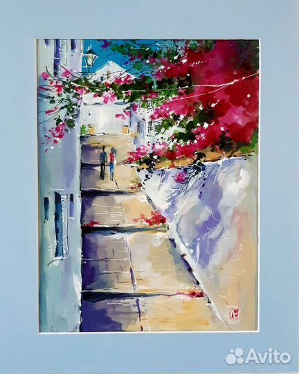 Картина акварельная в паспарту