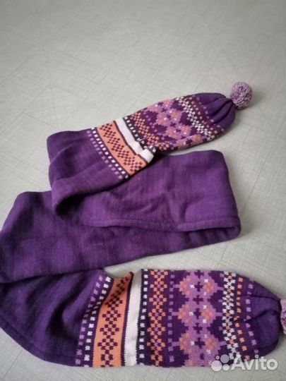 Комплект шапка и шарф зимний