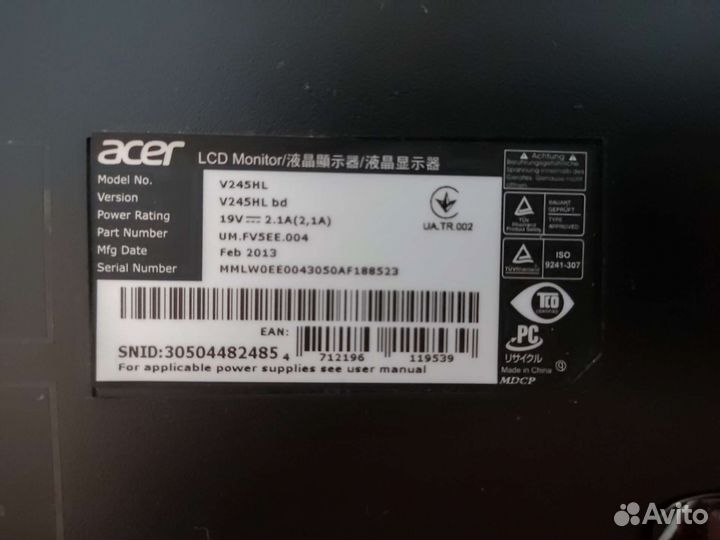 Монитор acer v245hl