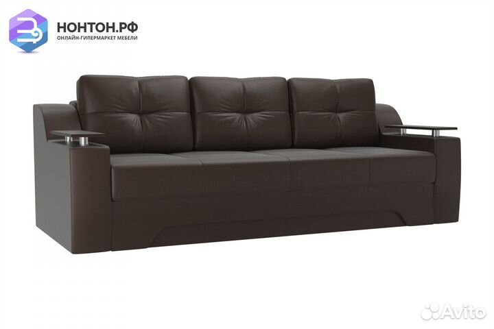 Диван еврокнижка Сенатор экокожа коричневая