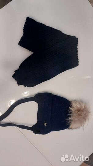 Комплект шапка и шарф зимний